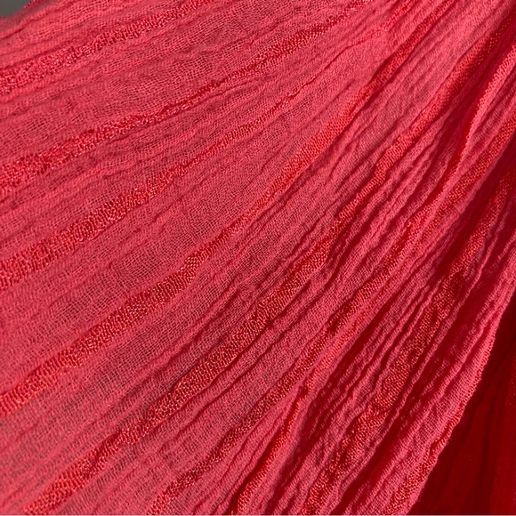 Tropical Escape Hawaiian dress Medium VTG gauzy mumu flutter sleeve 70's - Picture 6 of 14